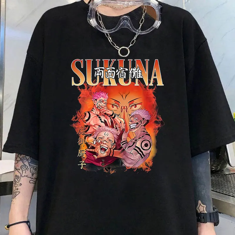 

(Premium T-shirt)New Anime Graphic Print T-Shirt Women Fashion Round Neck Loose Tee Shirt Streetwear