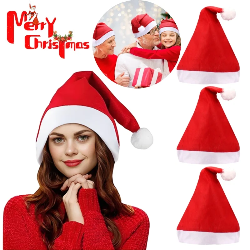 Weihnachtsfeierhüte für Kinder und Erwachsene, Vliesstoff, Weihnachtsmannmütze, festliche Atmosphäre, Dekorationszubehör, Urlaubszubehör