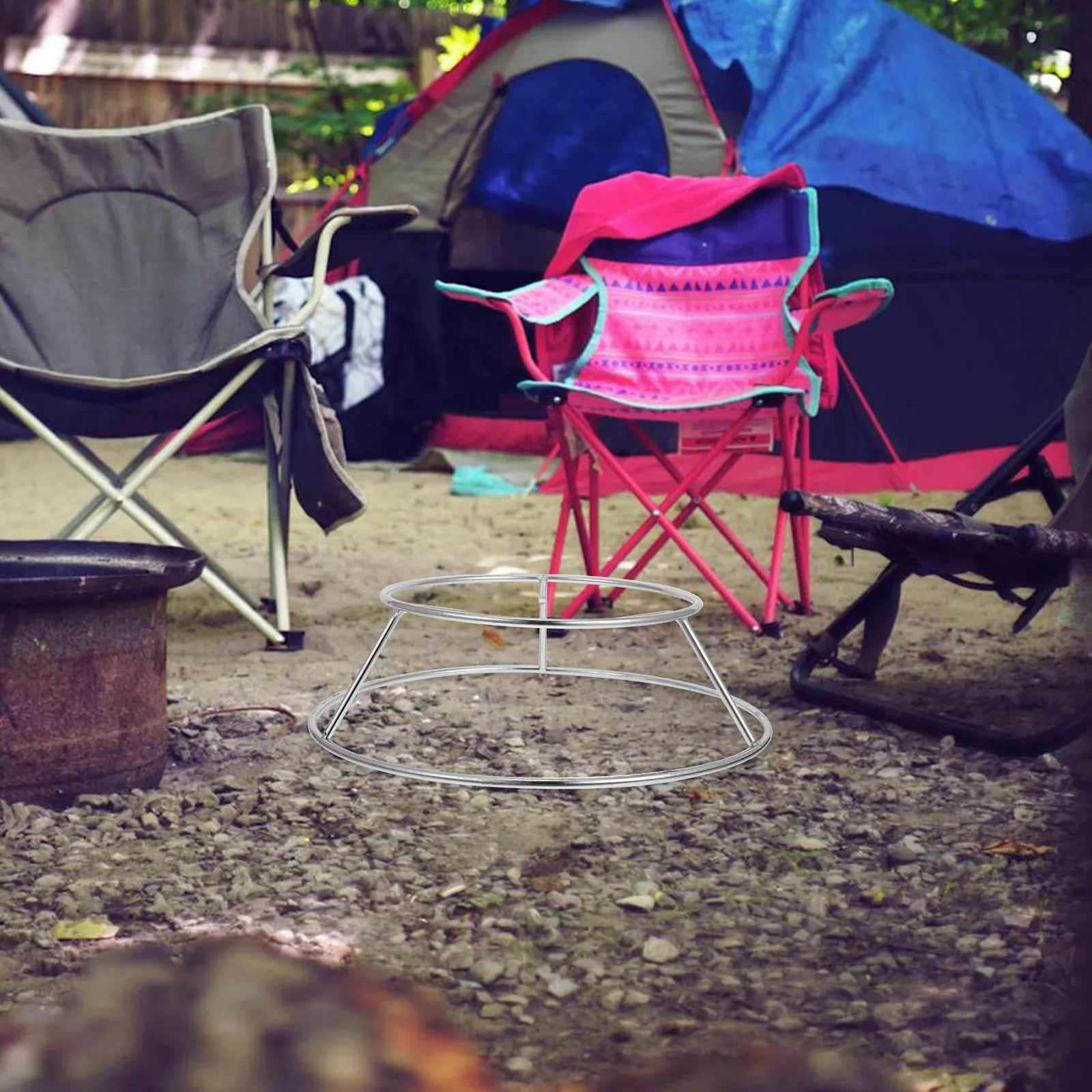 1 قطعة الفولاذ المقاوم للصدأ رف المرجل المستديرة الثقيلة التخييم حامل الطبخ لحفرة النار في الهواء الطلق الفناء الخلفي النار المطبخ المحمولة