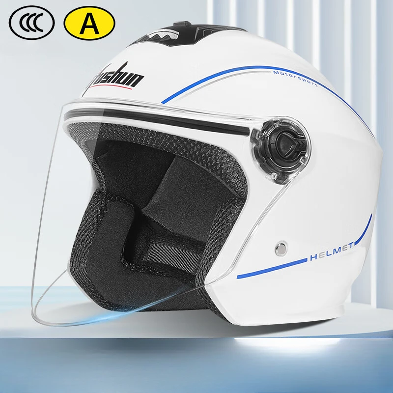 

IFUSHUN Motorcycle Electric Vehicle Helmet 3/4 Open Face Helmet Four Seasons Riding Half Helmets Scooter Safety Helmet 3C