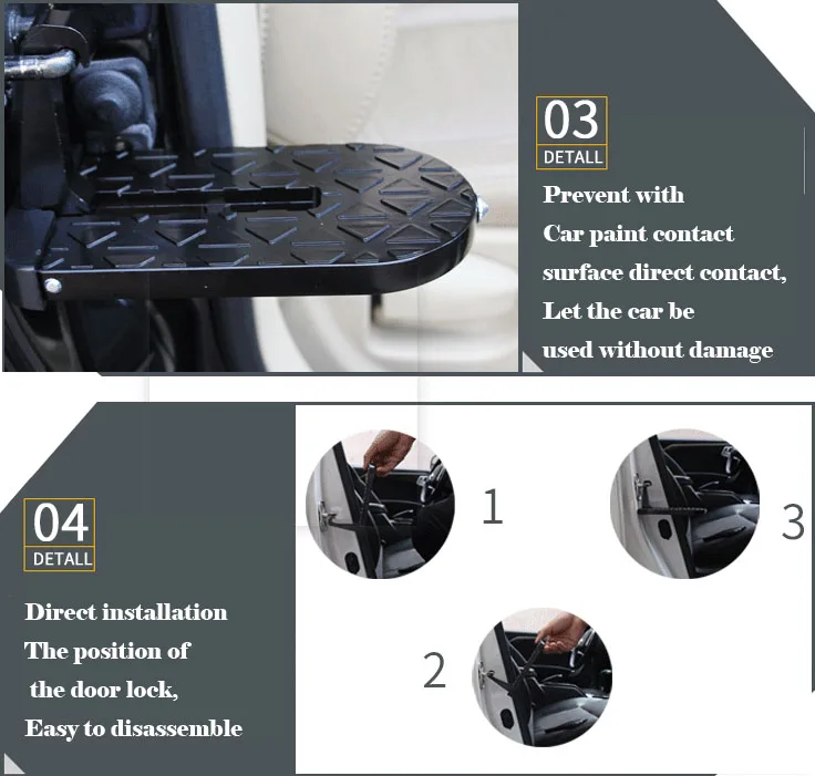 Multifunction Foldable Car Roof Rack Step Car Door Step Universal Latch Hook Auxiliary Foot Pedal Aluminium Alloy Safety Hammer