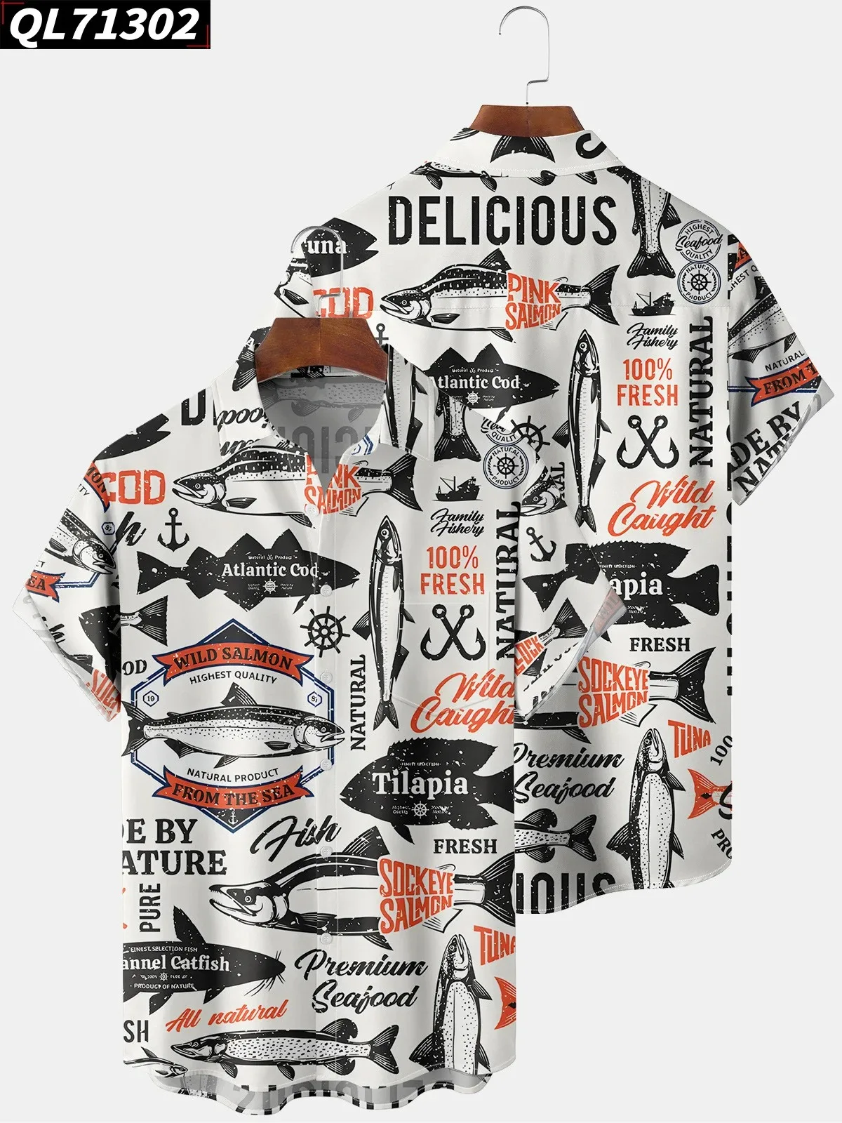 Fishing Enthusiast Shirts Summer Short Sleeve Tops High Quality Hawaiian Shirt Man Ocean Fish Print Casual Beach Ropa Hombre