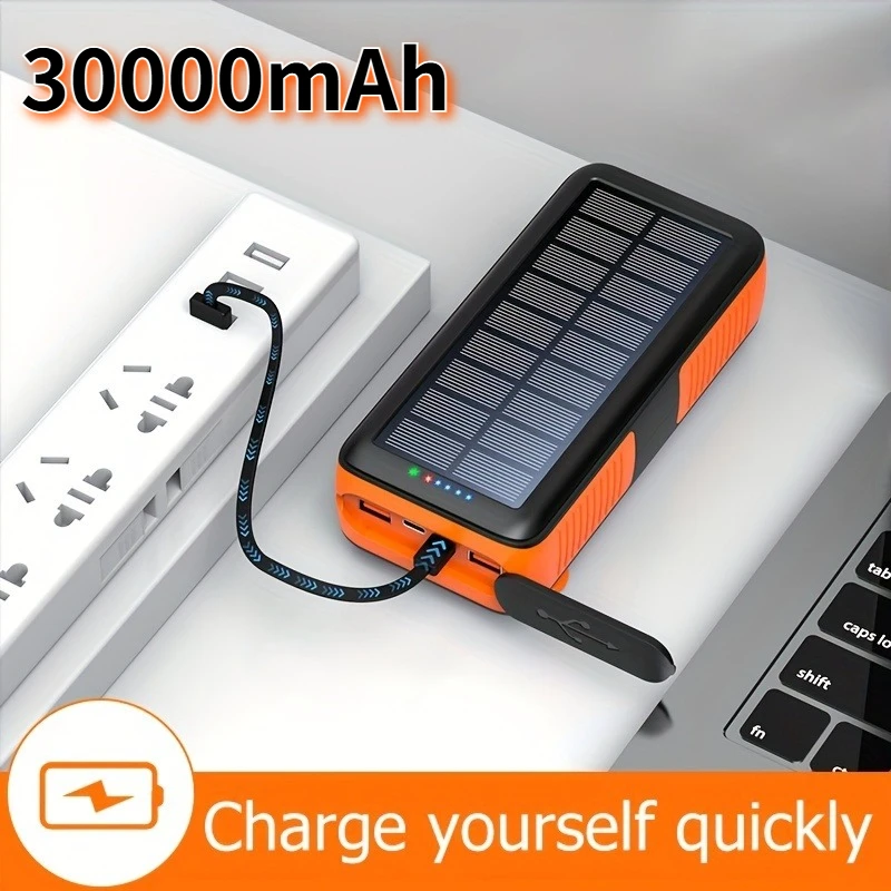 

Солнечное зарядное устройство 30000 мАч, портативное зарядное устройство Power Bank с двумя выходами и DuaInputs, ручная батарея, снаряжение для выживания вilderness