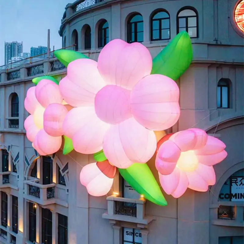 Custom design stage decoration lights up giant inflatable flower balloons