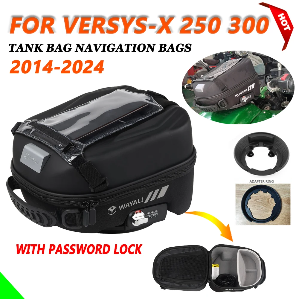 

For KAWASAKI VERSYS-X 250 VERSYS-X 300 2017 - 2021 2022 2023 Motorcycle Parts Tank Bag with Lock Navigation Packag Storage Bag