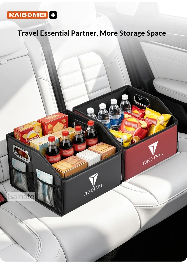 Auto-Kofferraum-Aufbewahrungsbox, Für Deepal S7 S07 SL03 S05 G318 2024 2025 2026, Leder-Aufbewahrungsbox, Faltbarer Organizer Auto-Zubehör – Detail 4
