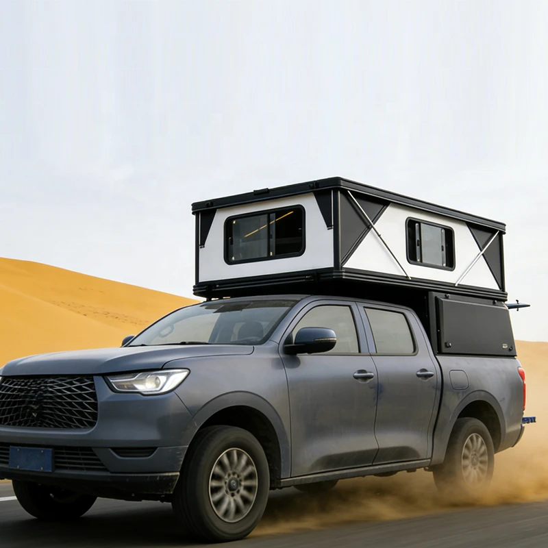 High Quality Pop Up Hard Shell Roof Top Tent Waterproof Offroad Camping Fit For Mid Size Crew Cab Pickup Truck 5ft Bed F-150 Sil
