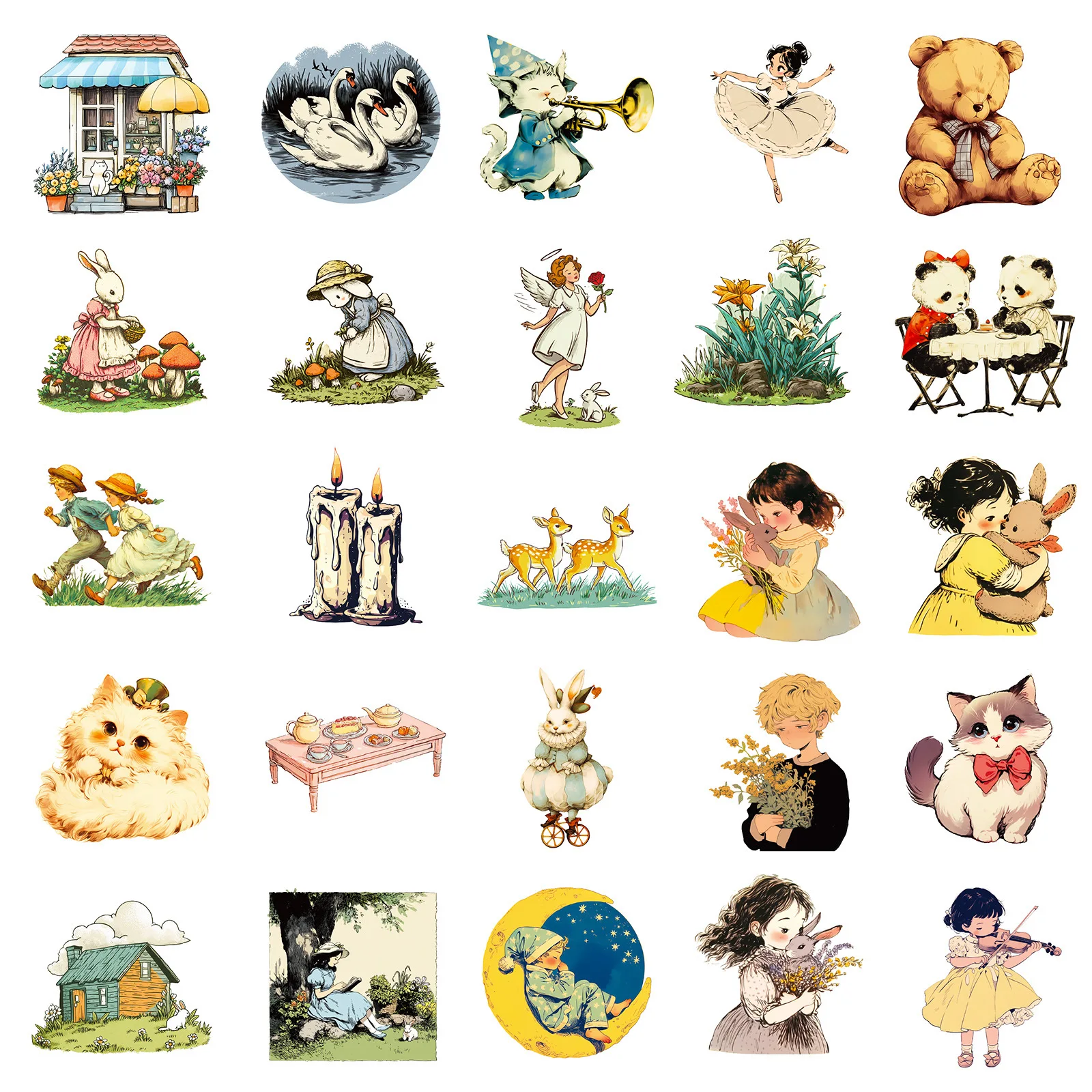 50 pçs dos desenhos animados estilo conto de fadas adesivos criativo bonito graffiti decoração notebook mala guitarra geladeira telefone decalques brinquedo