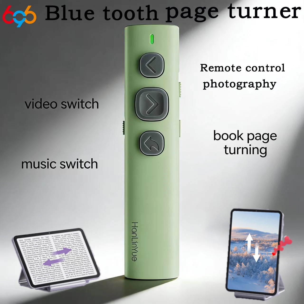 Portable Blue Tooth Page Turner Remote Photo Capture Music Video Switching For E-Book Readers Mobile Phone Tablet Page Turning
