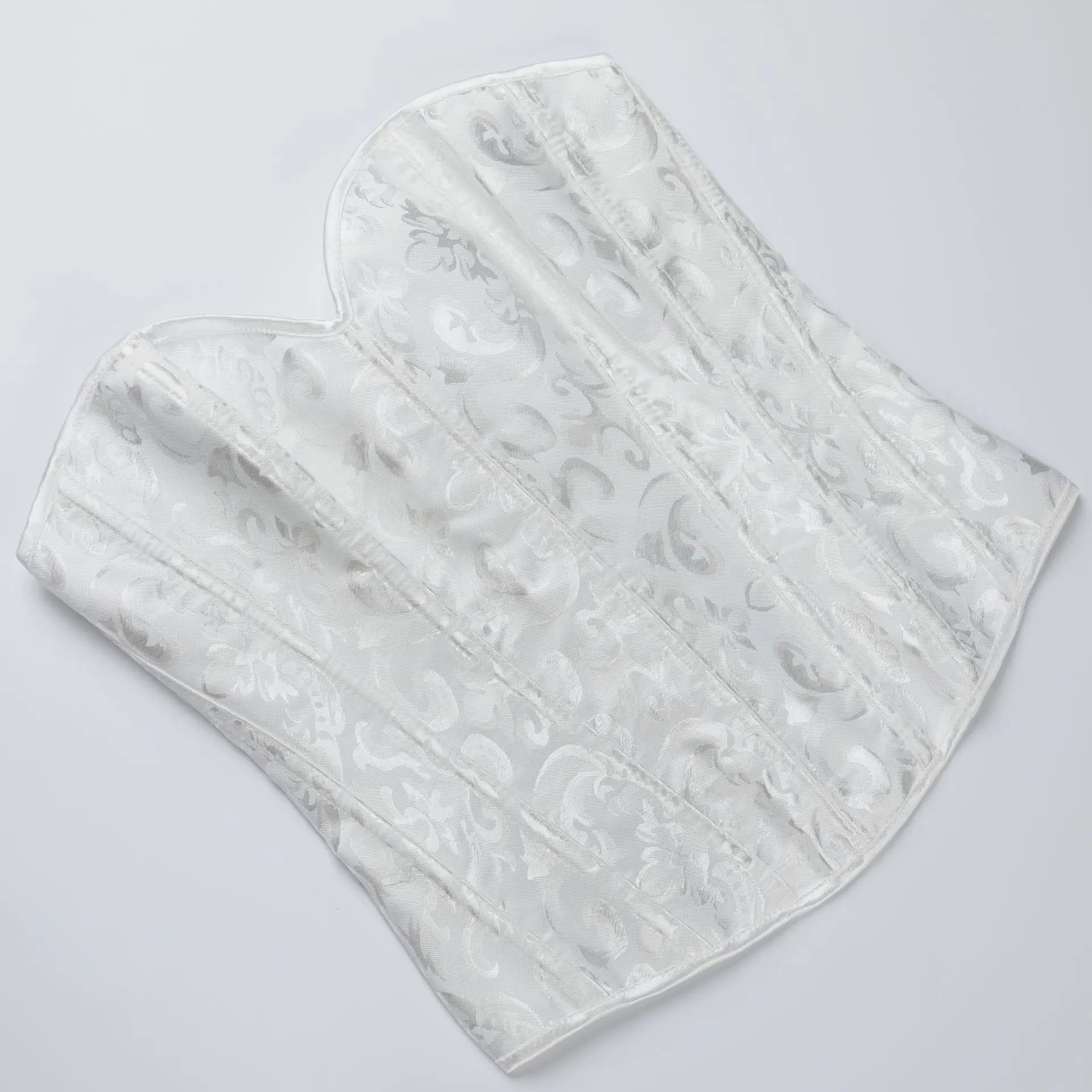 White Corset Top Bustier Sexy Women Lace Up Floral Zipper Vintage Style Corselet Overbust Ladies Renissance