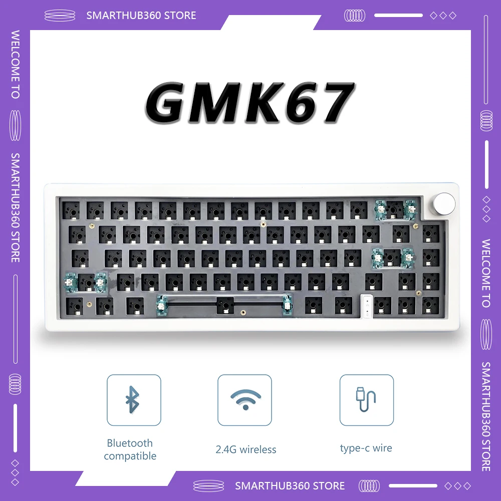 

Беспроводная механическая клавиатура GMK67, Bluetooth 2,4G, клавиатура с горячей заменой, 63 клавиши, RGB подсветка, игровая клавиатура, подарки