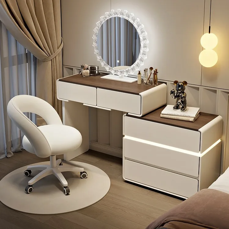 

Dresser bedroom makeup table modern simple small apartment light luxury solid wood makeup