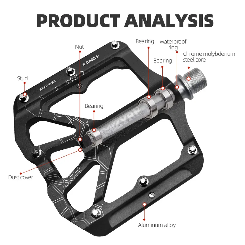 MZYRH Bicycle Pedals Ultralight Anti-slip CNC BMX MTB Road Bike Pedal Cycling Sealed Bearing Pedals Bicycle Accessories