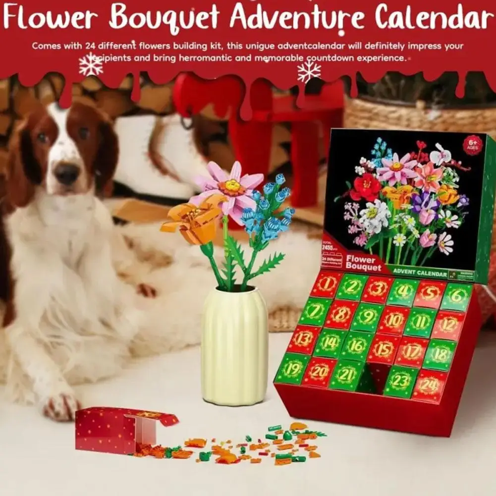 

24 Days Christmas Advent Calendar Sunflower Countdown Advent Calendars Bouquet Building Blocks Flower Bouquet Building Blocks
