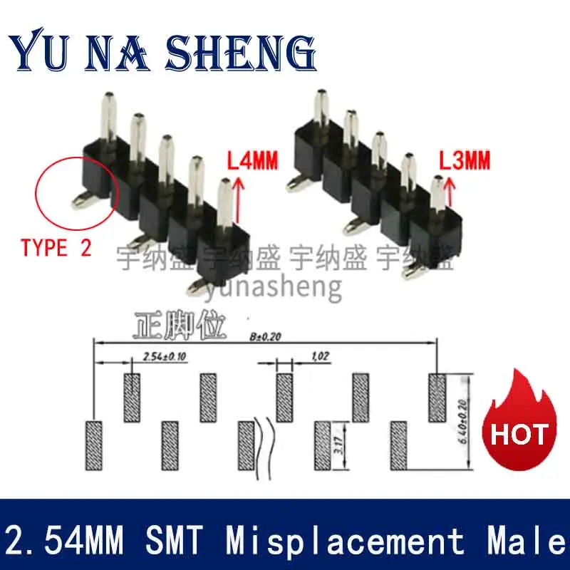 10pcs 2.54mm SMT Misplacement Male  1X40P Cuttable Breakable PA Long 3mm 4mm 6mm Optional SMD Single Row Male Pin Header