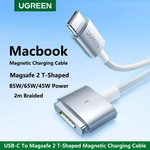 UGREEN For USB C To Magsafe 2 Magnetic Charging Cable T-shaped LED lights 2m Braided For APPLE Macbook Pro Air 85W 65W 45W 2012