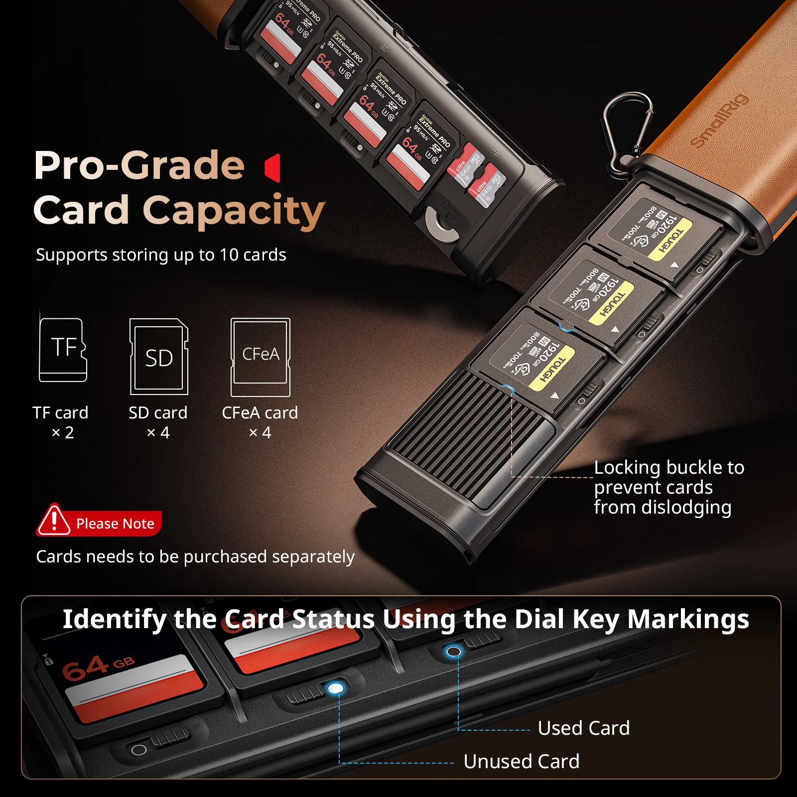 قارئ بطاقات صغير متعدد الوظائف وحقيبة تخزين CFexpress Type A / B نقل ثلاثي الفتحات عالي السرعة مع فتحة AirTag 5361