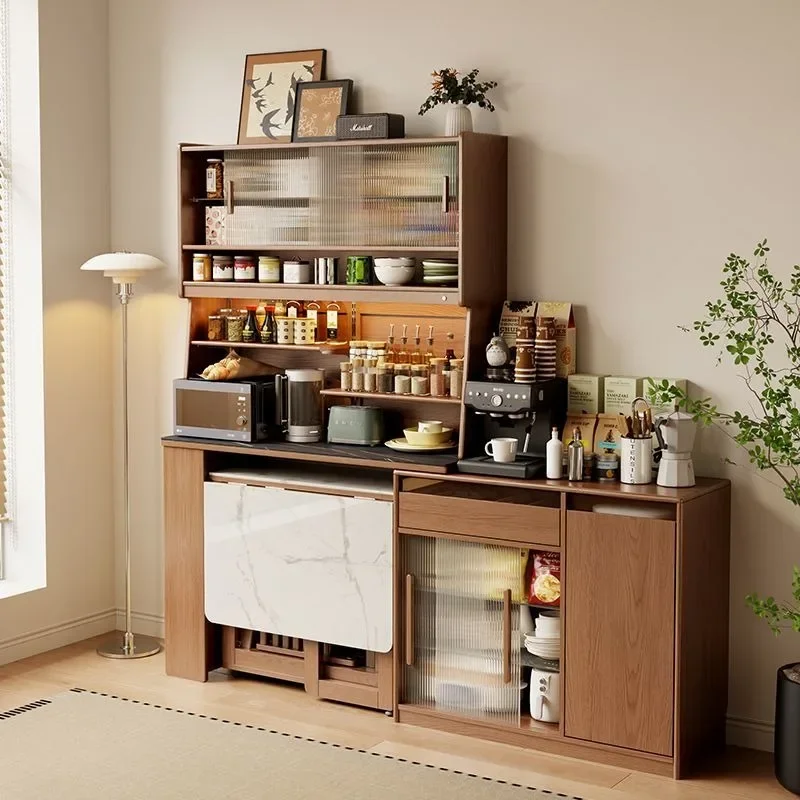 Winter wood solid wood dining side cabinet, retractable water bar dining table, kitchen cabinet, storage cabinet