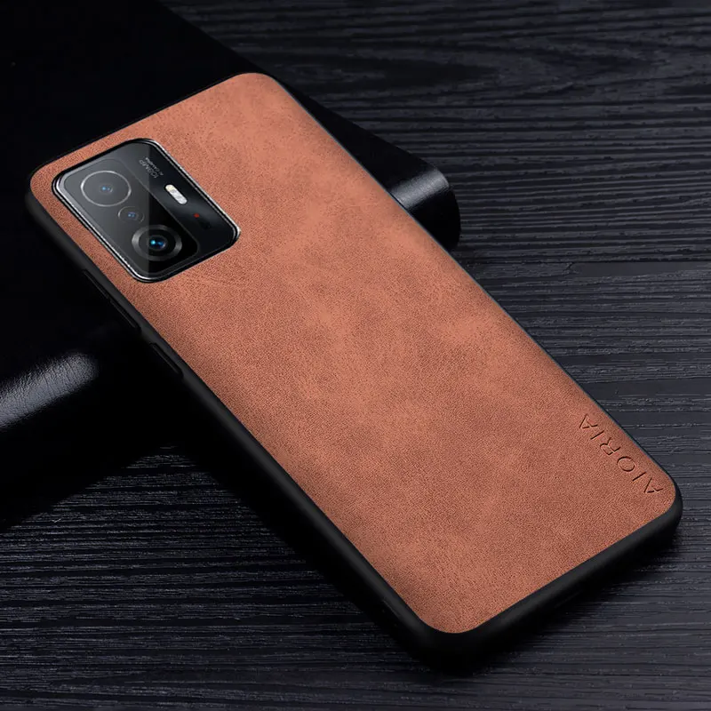 Premium PU Leathe Phone Case for Xiaomi Mi 11T Pro Scratch-Resistant Solid Color Cover for Xiaomi Mi 11T Pro Case