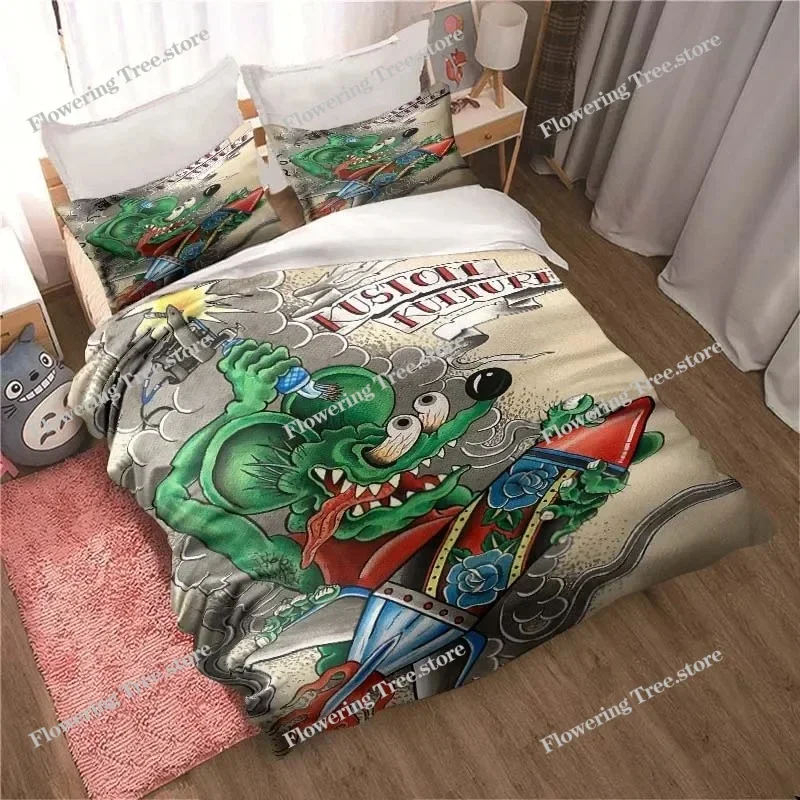 

R-Rat Fink Logo Cartoon Sheet Quilt Covers Bedding Dormitory Sheets Bedding Set Soft Warm Bedding Set
