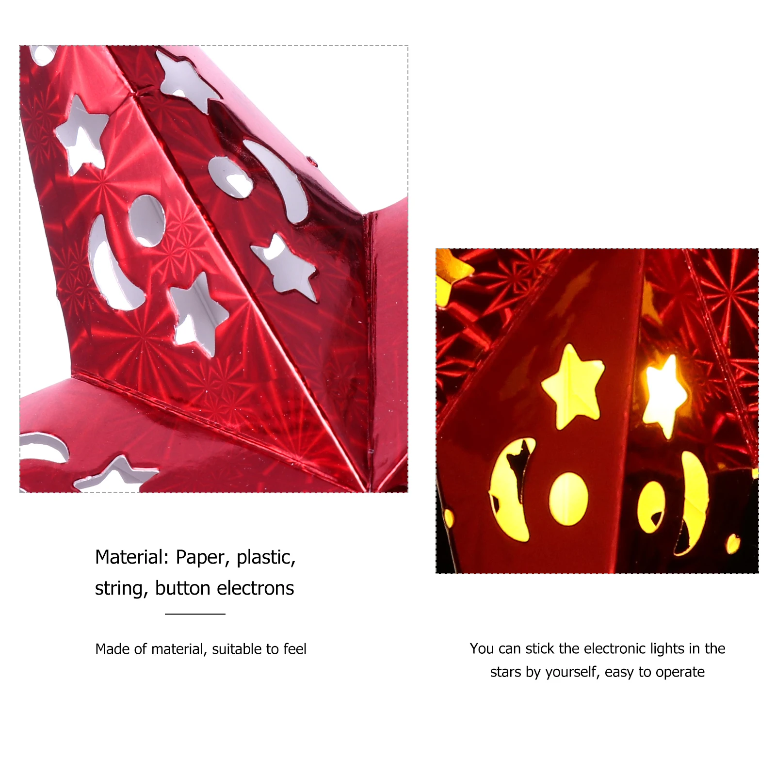 

1 set 1 Set Christmas Star Hanging Light Decorative Party Supplies Xmas Ornament Stereo Paper Pendant Festival Gift