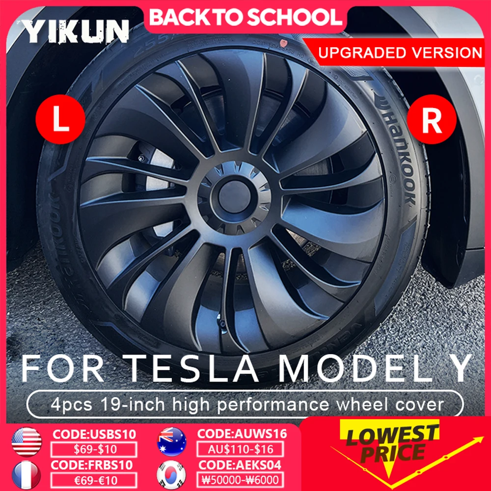 

4 шт. крышка ступицы для Tesla Model Y, 19-дюймовая сменная крышка колеса, автомобильная крышка ступицы, полная крышка обода, аксессуары 2018-2024