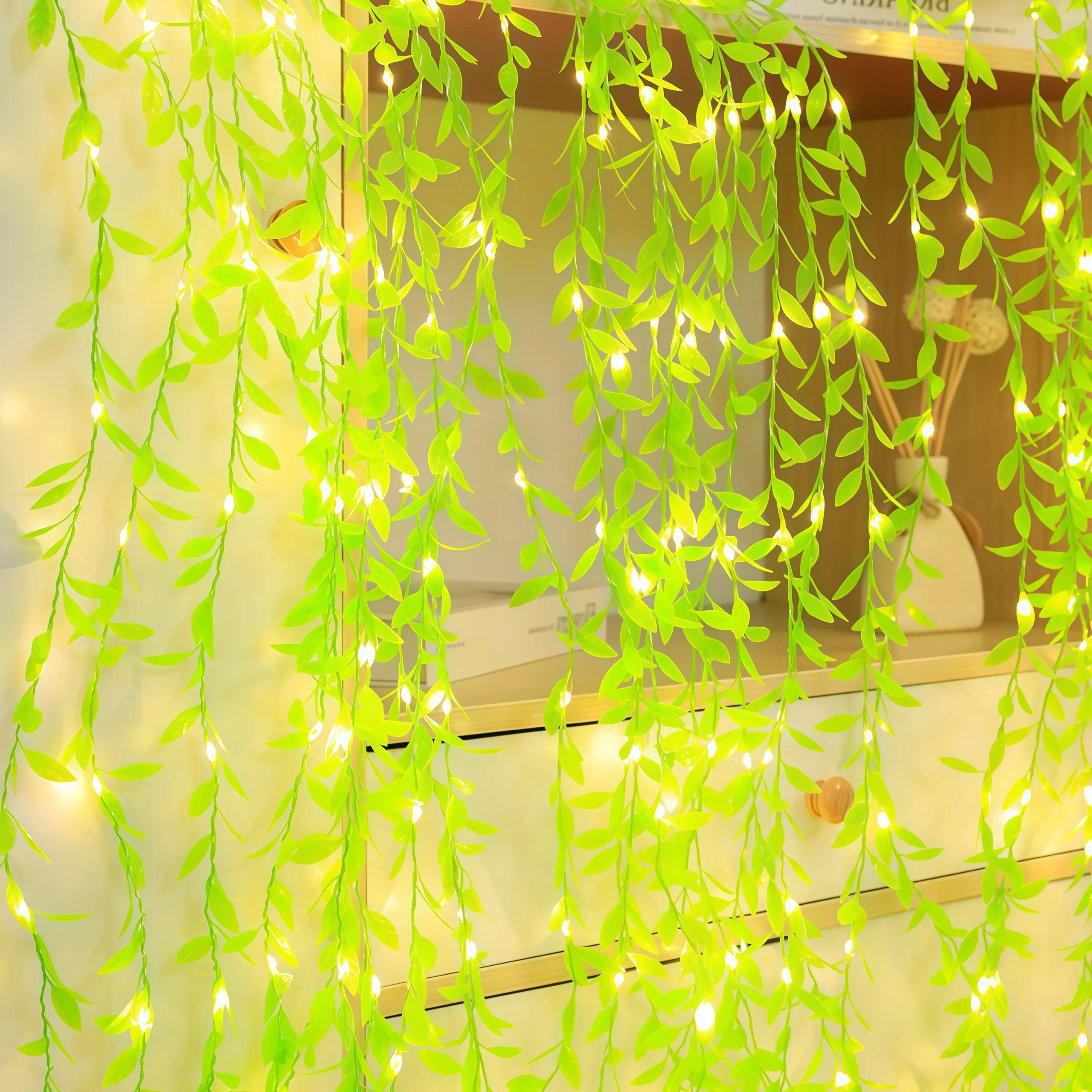 Grüne Blatt-Lichterkette Efeu-Blatt Feenlichter für Schlafzimmer Party Festival Hochzeit Geburtstag Weihnachten Valentinstag Dekoration