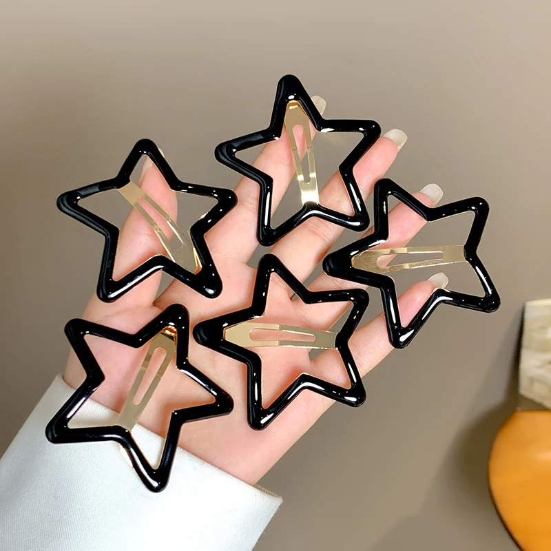 AWAYTR 5 Stück ausgehöhlte Stern-Haarspangen, Stern-Druckknopf-Haarnadeln, süße Kopfbedeckung, Haarspangen, Haar-Accessoires für Mädchen, Dropship