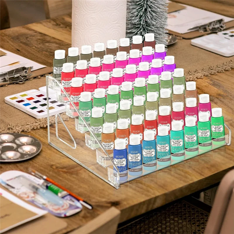 AEE7-Transparent Paint Storage Box, Miniature Paint Rack 7-Layer Paint Storage Rack, Craft Paint Storage Rack