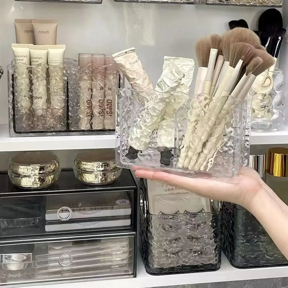 

High Quality Acrylic Pen Holder 2Grids Transparent Makeup Brush Holder Multipurpose Storage Rack