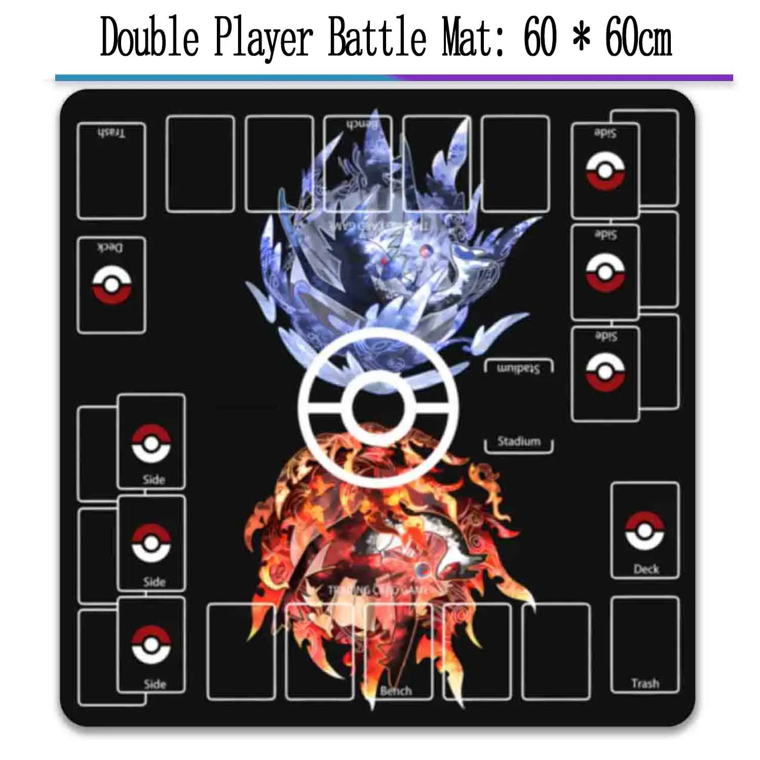 PTCG Cards Battle Black Playmat Pad Two Person Single Player Battle Mat