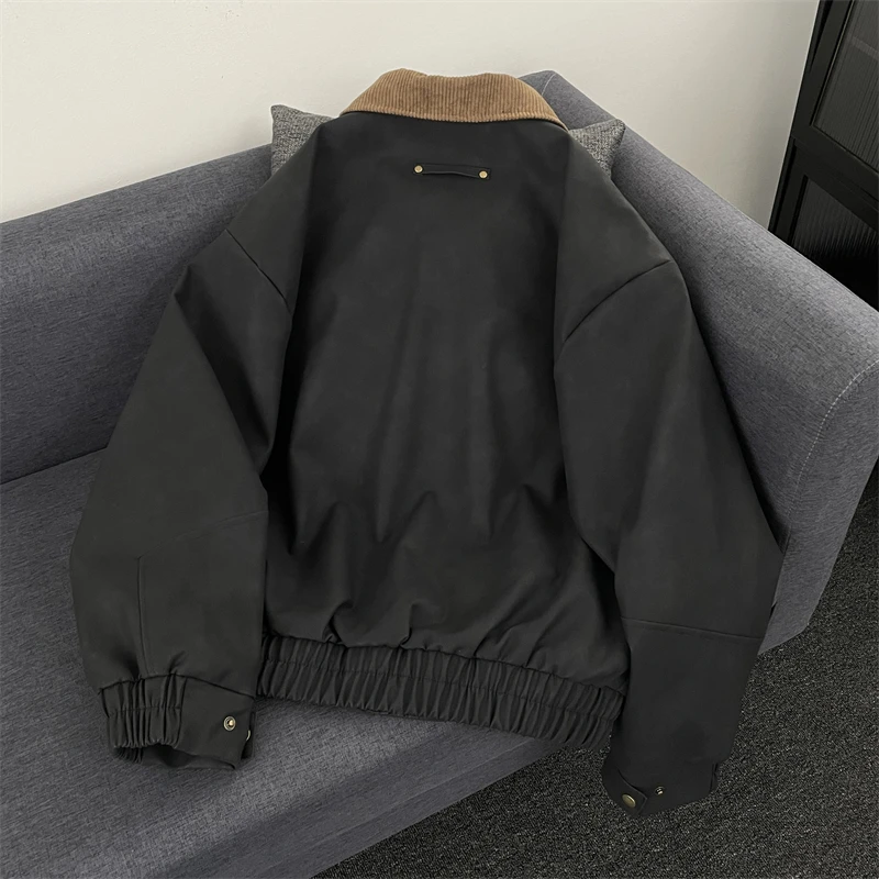 سترة نسائية من جلد البولي يوريثان باللون الأسود على الطراز القوطي معطف عتيق للدراجات النارية سترة موستانج ملابس خارجية كبيرة الحجم 2000s ملابس إيمو للخريف والشتاء