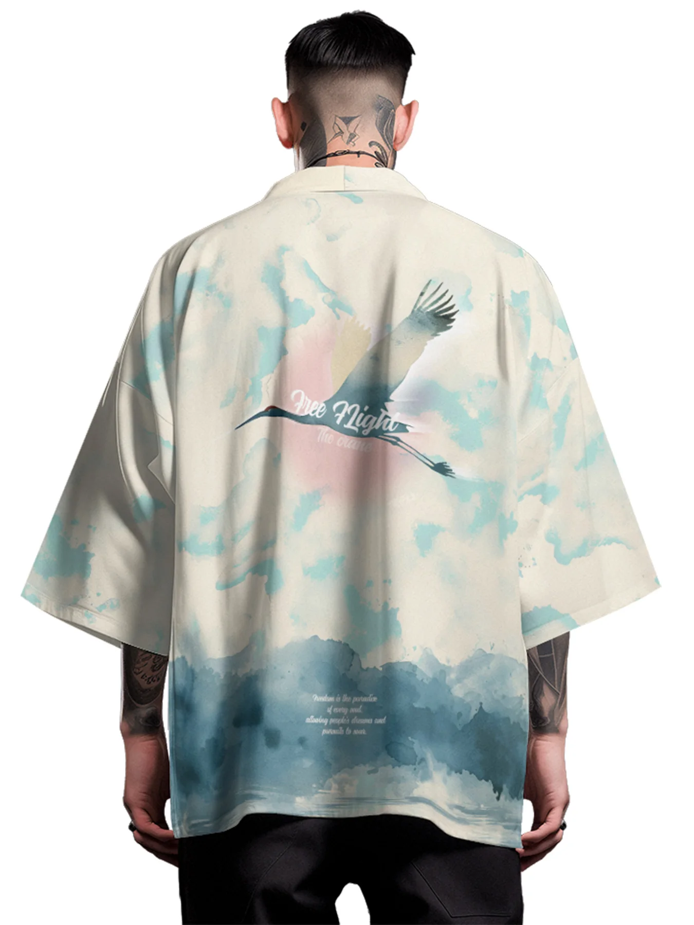 Summer Samurai Kimono Retro Crane Haori Traditional Kimono Japanese Fashion Cosplay Yukata Men Shirt Robe Cardigan