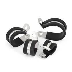 Rubber Lined Clips Wiring Hose Clamp High Quality R-type Pipe Bracket Cable Mounting Fix Fasteners Hardware Electrical Fittings