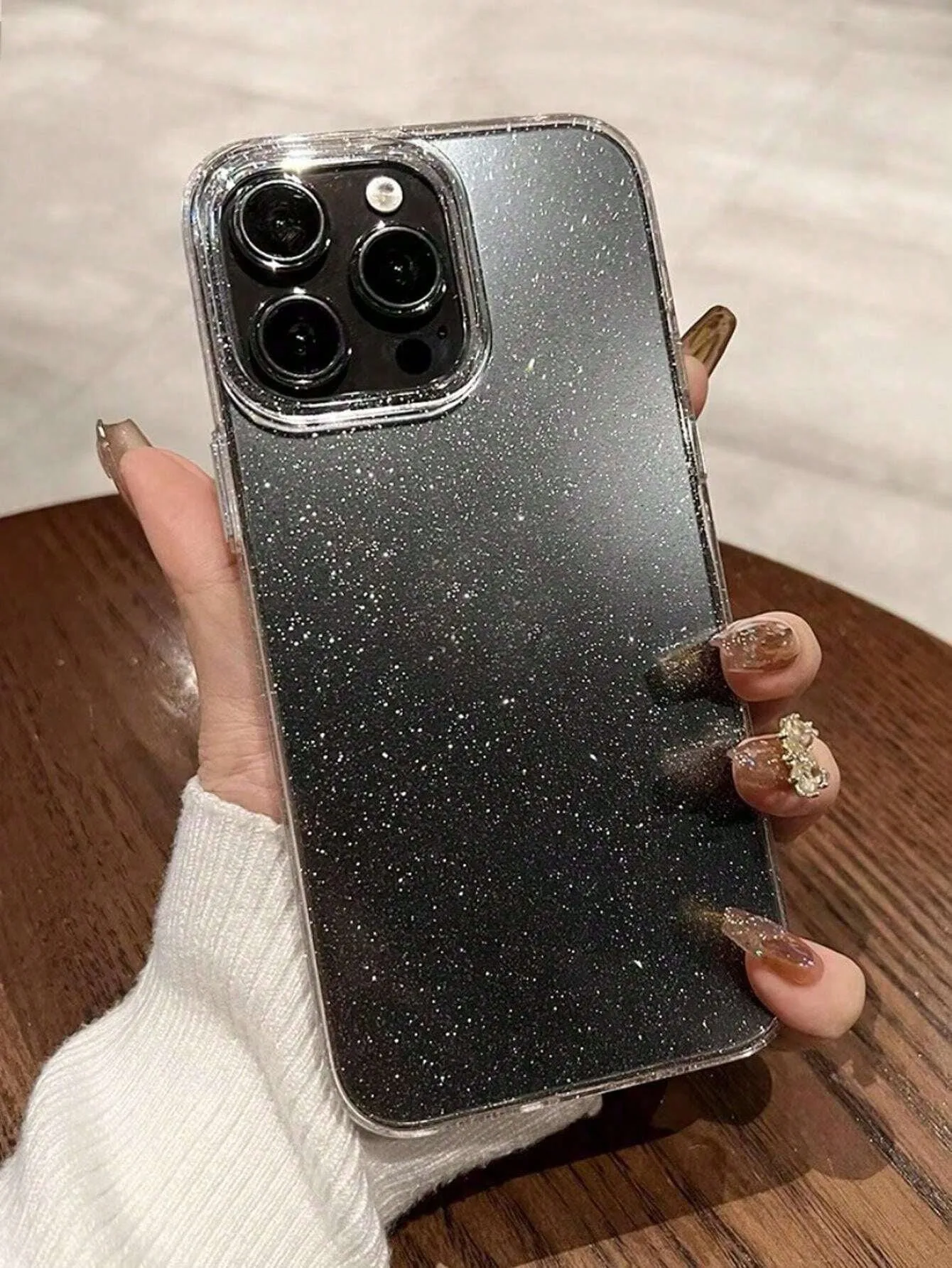 1.5mm Dikke Sparkly Glitter Clear Telefoon Case Voor iPhone 16 15 14 Plus 13 12 11 17 Pro Max Case voor Draadloze Lading Cover