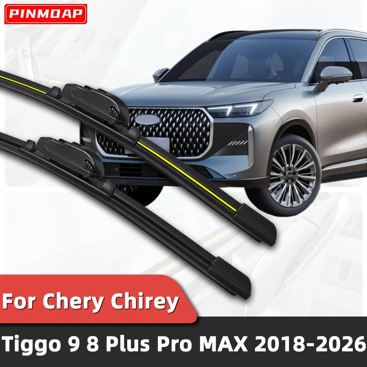 

PINMOAP 2pcs Front Wipers For Chery Chirey Tiggo 9 8 Plus Pro MAX 2018-2026 Car Windshield Wiper Blade Car Accessories 2019 2020