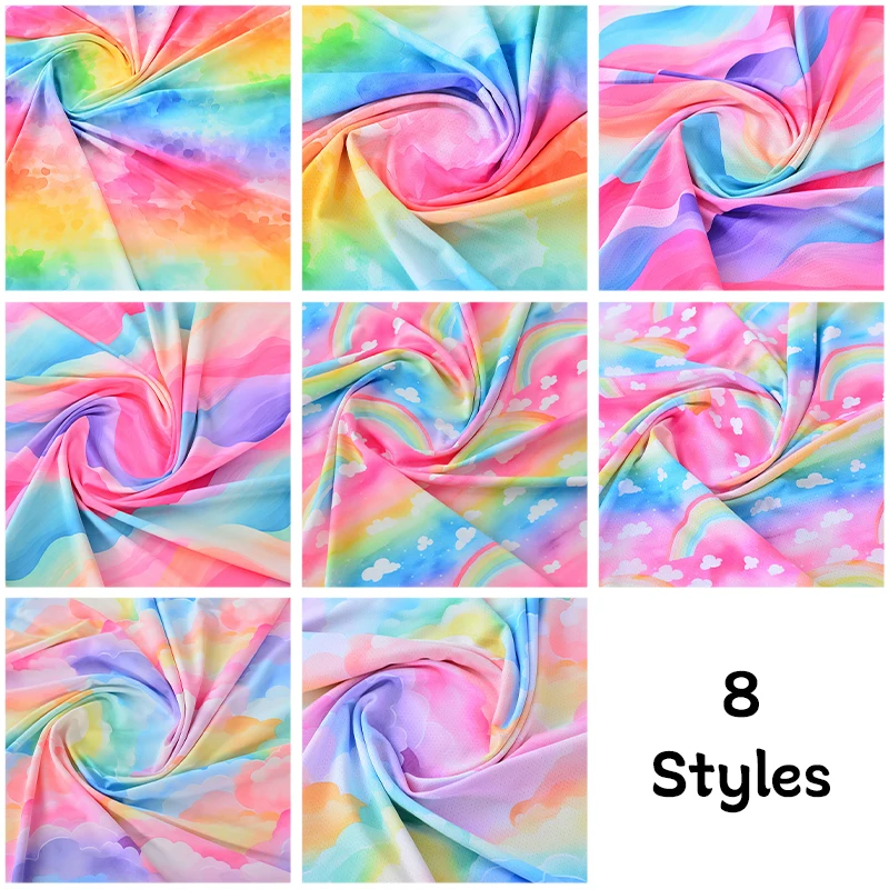 160x100cm Colorful Rainbow Cloud Cotton Fabric Breathable Cool Feeling Soft Knitted Fabric For Diy Sewing Sunscreen Clothing