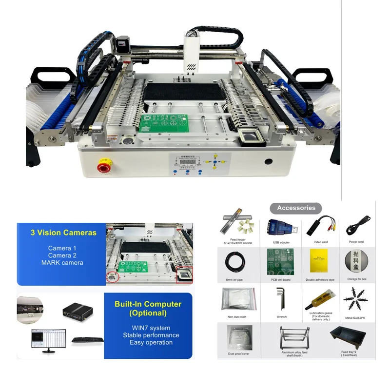 LY Q2S Auto SMT Pick and Place Machine Chips Mounter Pcb Making Machine for LED Assembly  Reflow Soldering Feeder Solder Paste