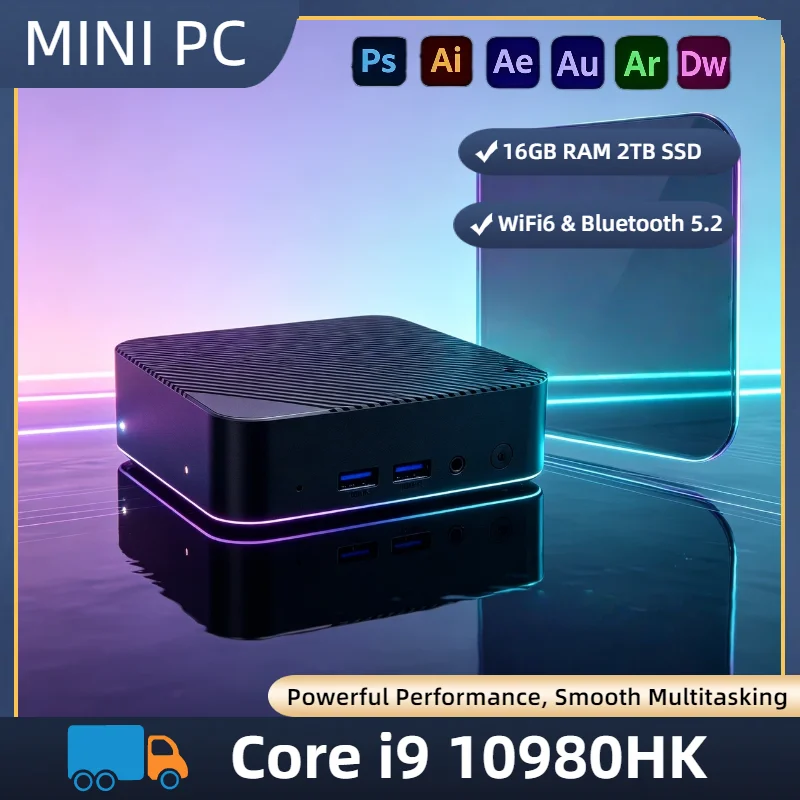

Intel i9-10980HK PC 16GB DDR4 512GB M.2 NVMe SSD Triple 4K Monitor WiFi6 BT5.2 Silent Cooling Home Office Desktop