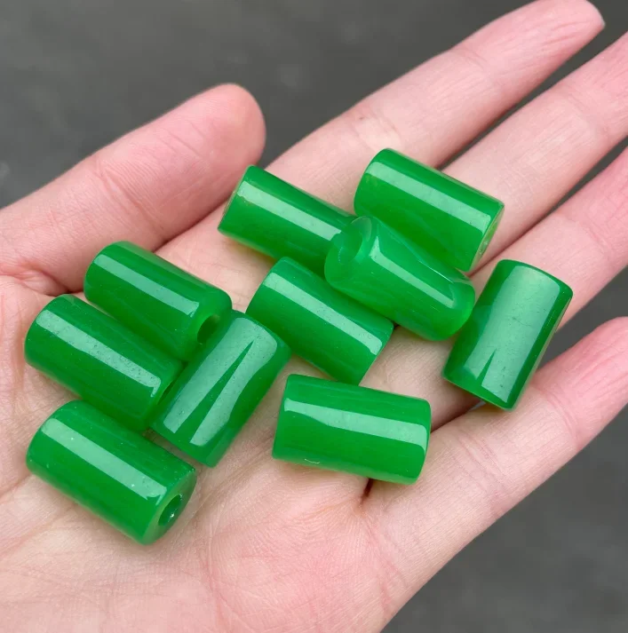 

5pc Natural A Green Jade 20*12mm Beads DIY Bracelet Bangle Charm Jadeite Jewellery Fashion Accessories Amulet Gifts Women Men