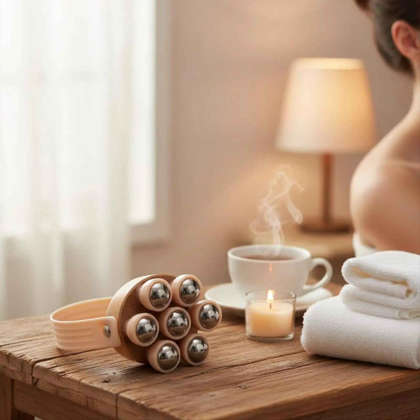 

7 Ball Massager Neck and Shoulder Relief Wooden Bead Massager Wood Bead Massage Roller Polished Surface Wooden Massage Roller