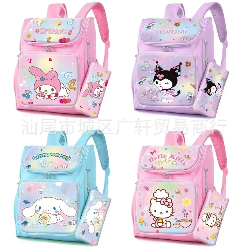 Hello Kitty Melody Kulomi Cinnamon Dog Backpack Cartoon Sanrio Original Children Kawaii High Capacity School Bag Anime Cute Bag