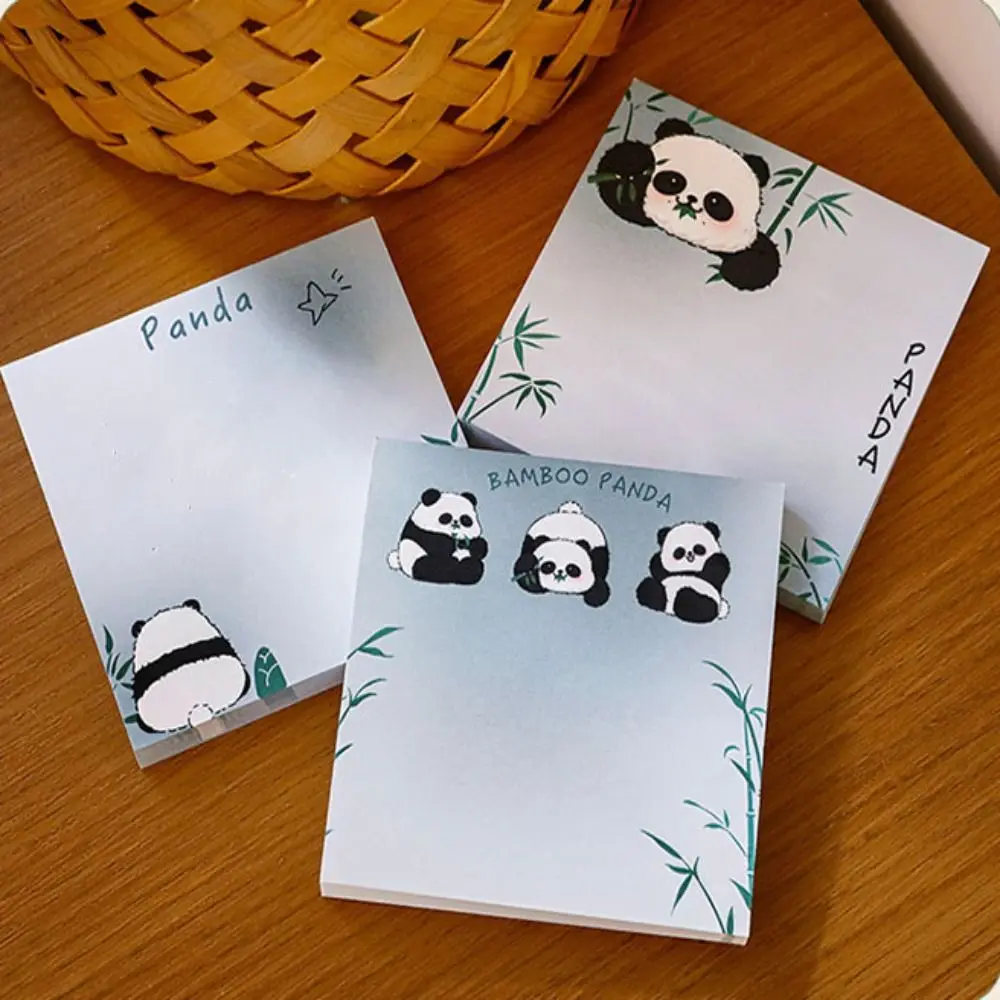 10 pcs Cartoon Self-adhesive Sticky Notes Square Ins Style Panda Notepads School Supplies Smooth Writing Memo Pad Notebooks