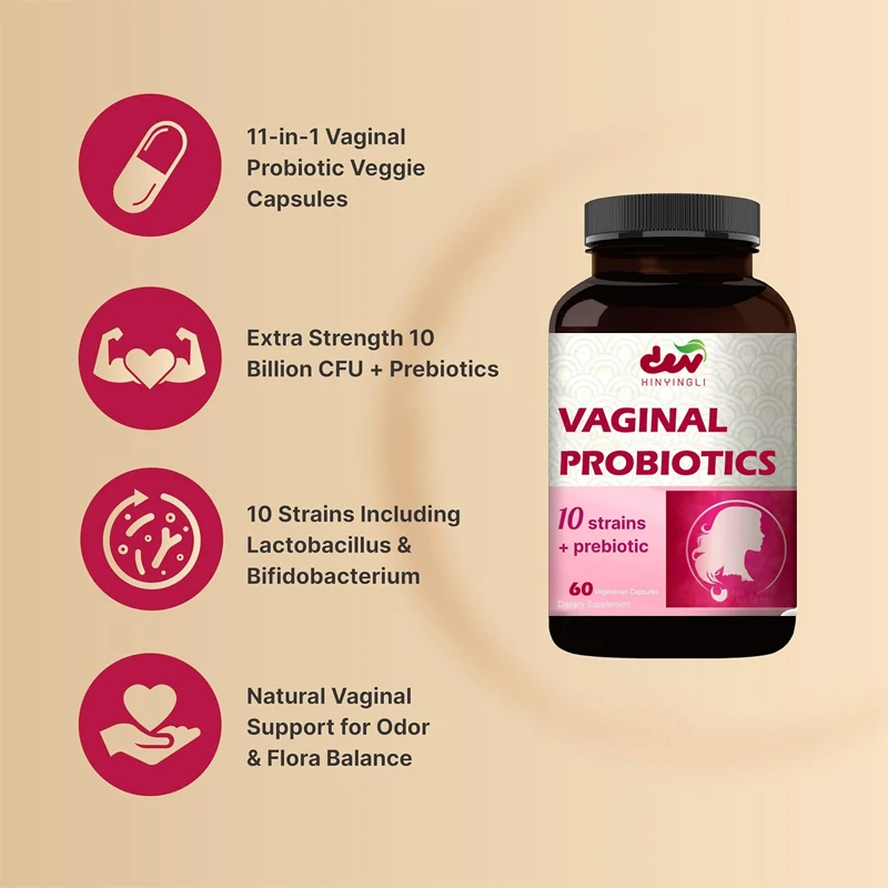 بروبيوتيك أنثى، 10 مليار وحدات مستعمرة، خليط بروبيوتيك وبريبيوتيك متوازن لرقم الهيدروجيني - مكمل لاكتوباسيلوس