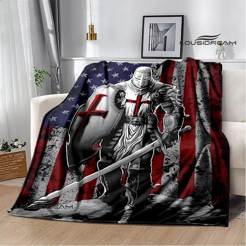 Crusade Cross Templars Knight Bedruckte Überwurfdecke, warme Bettwäsche, Picknick, Zuhause, Reisen, Geburtstagsgeschenk