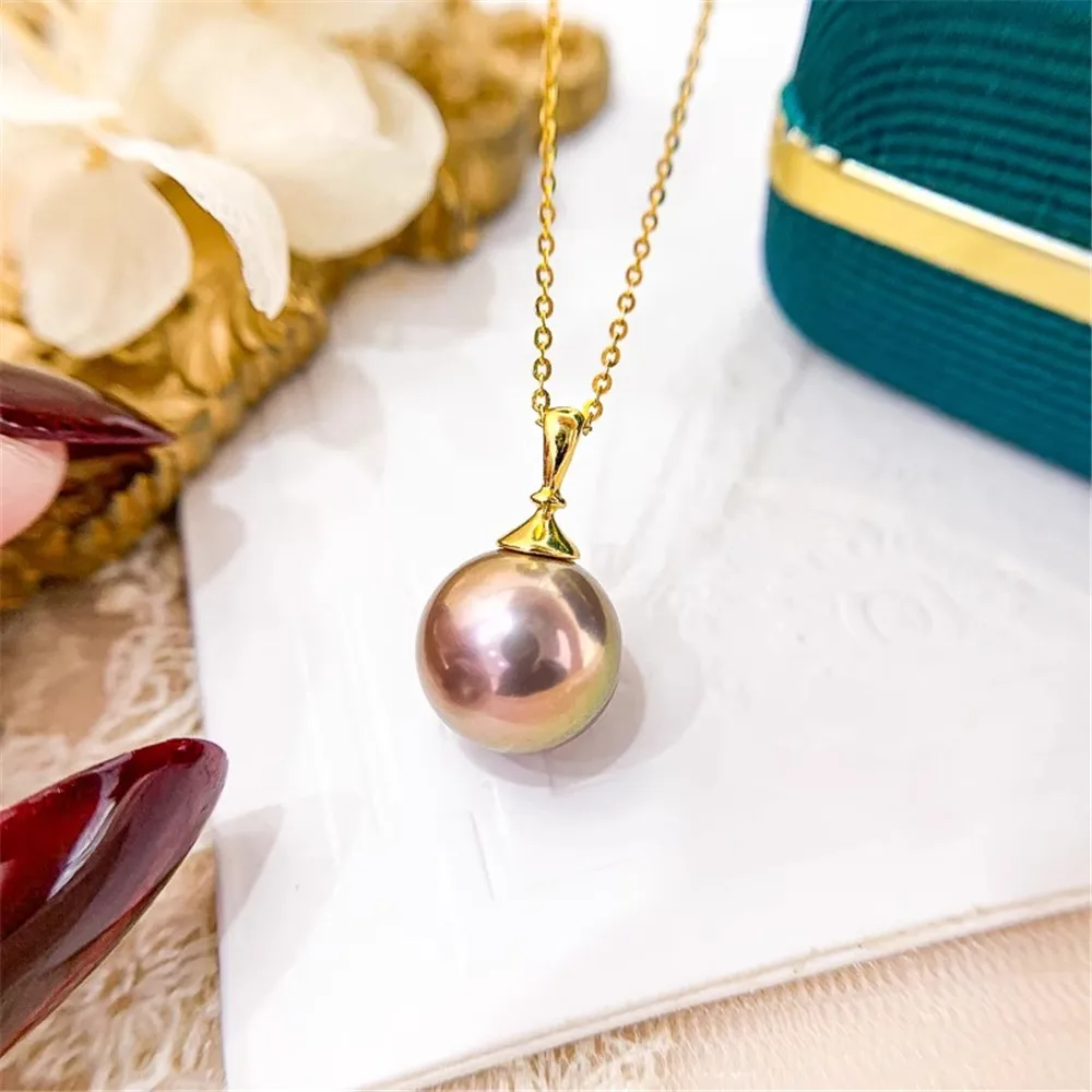 

DIY Pearl Accessories S925 Sterling Silver Pendant Empty Support K Gold Silver Necklace Pendant Fit 8-12mm Circle D028