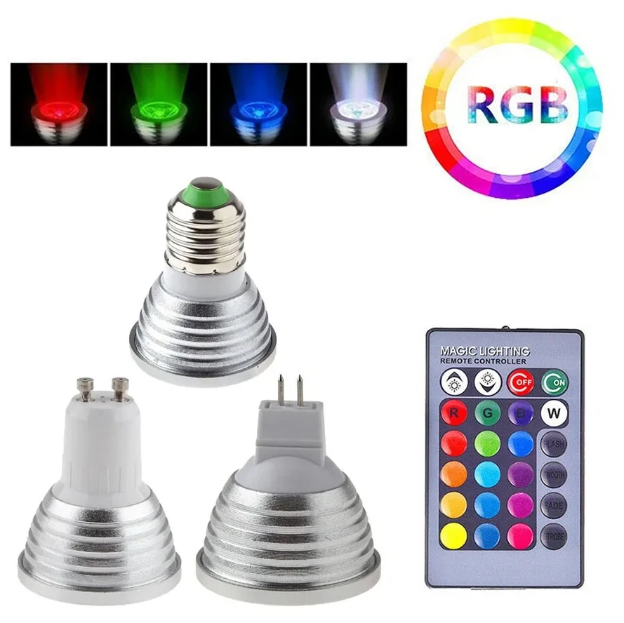 Ampoules de budgétaire LED RVB à intensité variable avec télécommande, GU10, décoration de la maison, document, vacances magiques, éclairage RVB, 5W