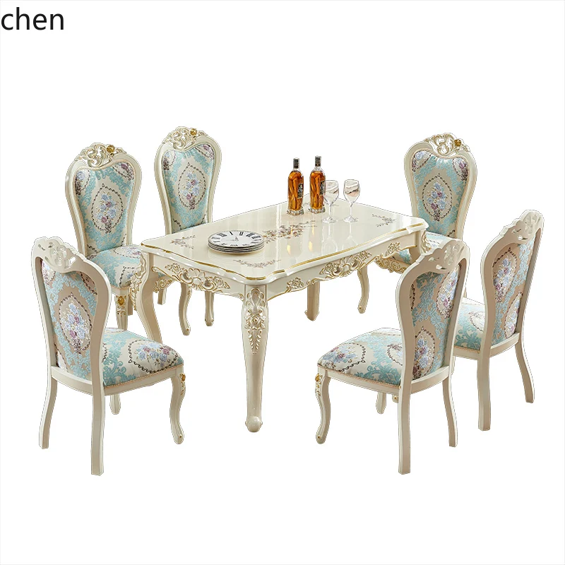 

TQH dining table and chair combination Nordic solid wood rectangular household small apartment dining table