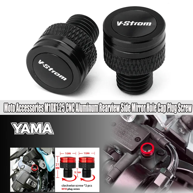 For SUZUKI V-Strom V Strom DL650 DL 650 Vstrom XT 800DE 1050XT 1050 1000 Moto CNC Rearview Side Mirror Hole Cap Plug Screw bolt