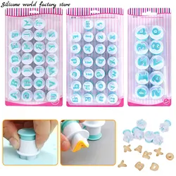 Silicone World Uppercase Lowercase Letters Number Cookie Mold Press Stamp DIY Embossing Mold Biscuits Cutter Cake Baking Tools